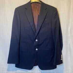 Samuelsohn Sax Fifth Avenue Mens Navy Blue All Wool Blazer Sport Coat 38 Short